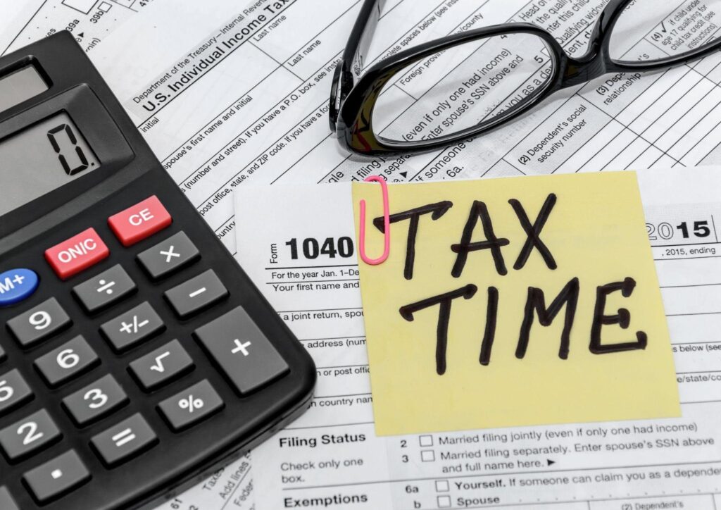 A calendar marked with tax deadlines emphasizing the urgency of completing tax returns