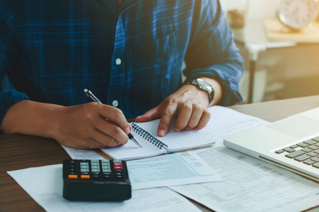 A tax return form displaying sections for income deductions and personal information for filing taxes